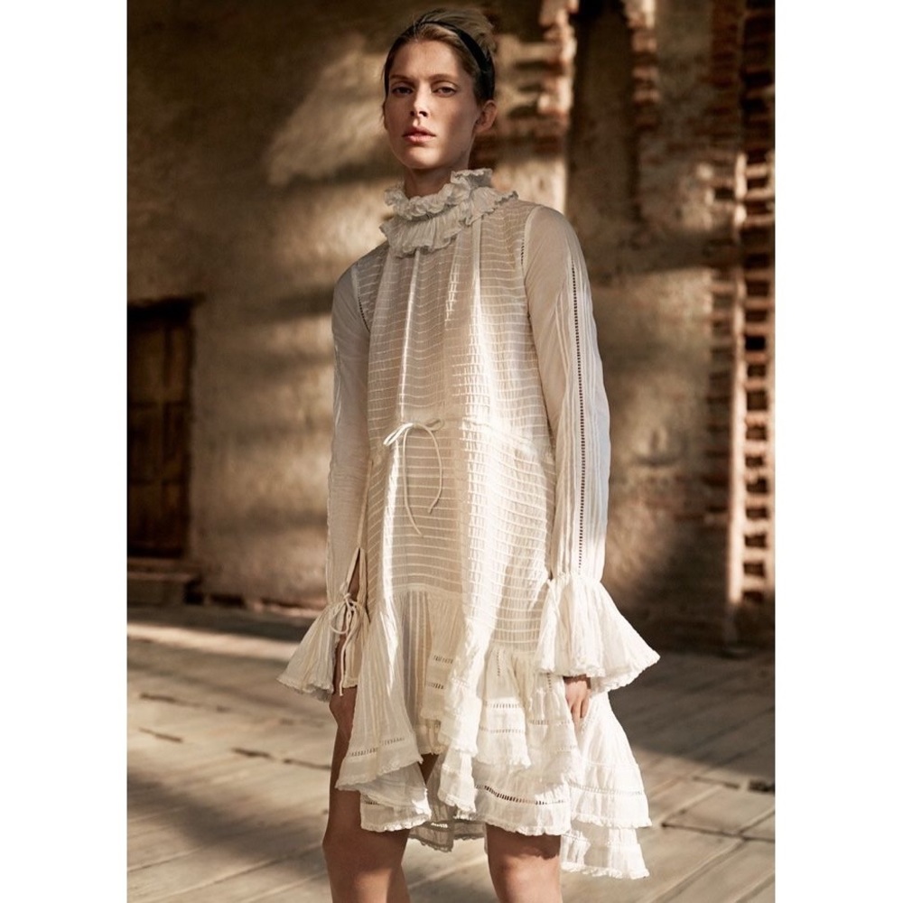 NWT H&M Studio 2017 White Ruffle Cotton Dress